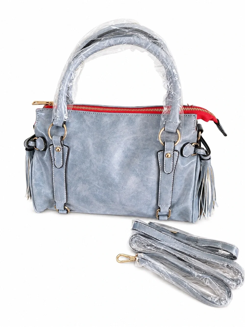 Satchel Handbag with Red Zip NWOT - Picture 1 of 12
